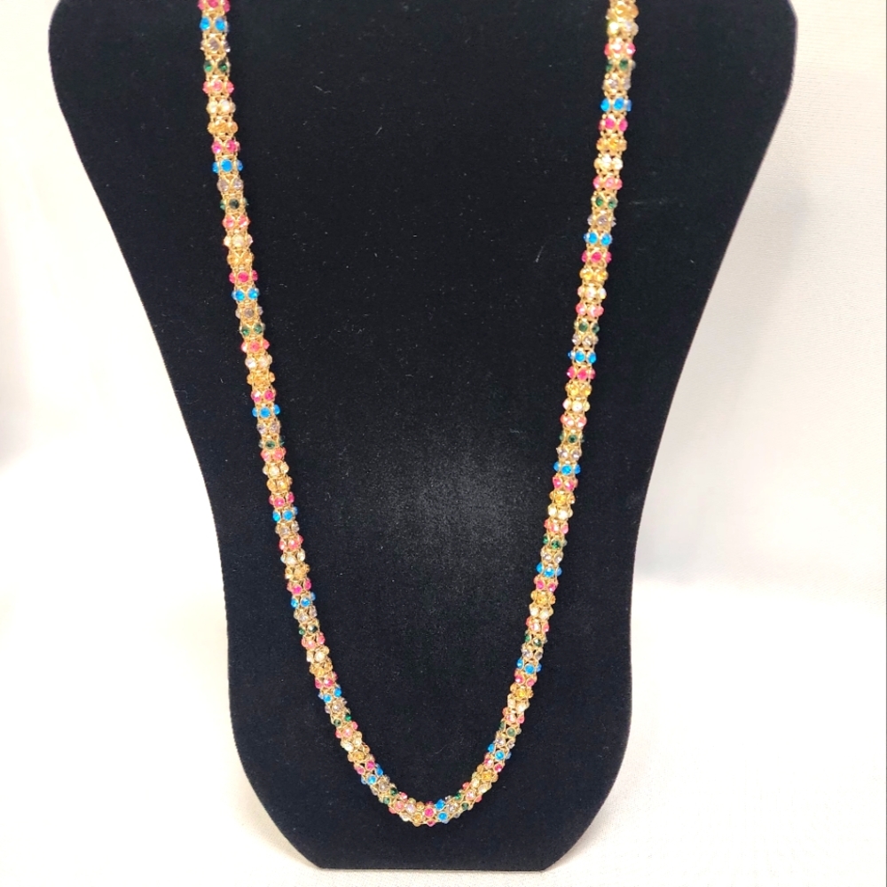 Betsey Johnson Pink and Blue Necklace Vibrant Beaded Design - Picture 2 of 14